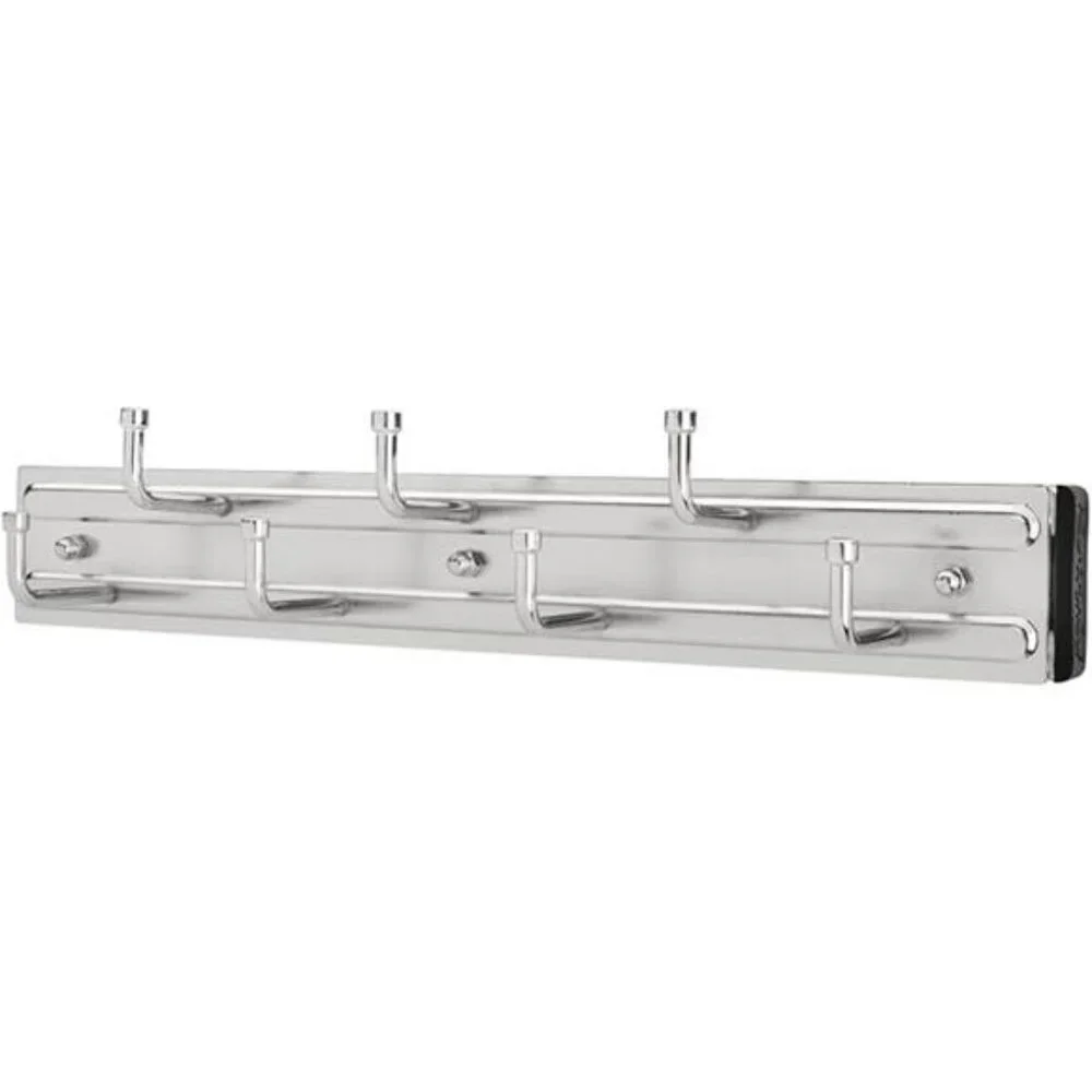 Pull Out Closet Rack Organizer 12 Inch Belt Tie Scarf Hanger with 7 Chrome Hooks